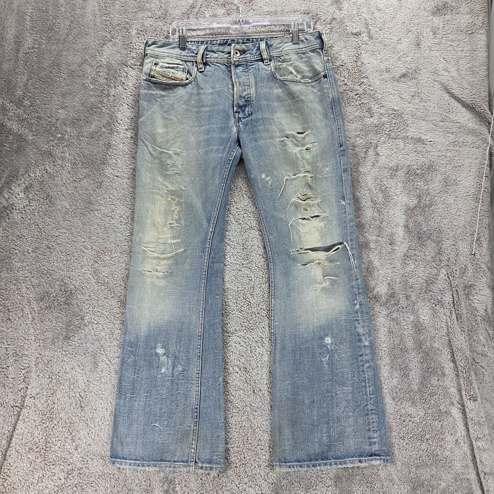 Diesel Jeans Mens 32x30 Blue Zathan Regular Bootcut Made Italy Button Fly 0071J